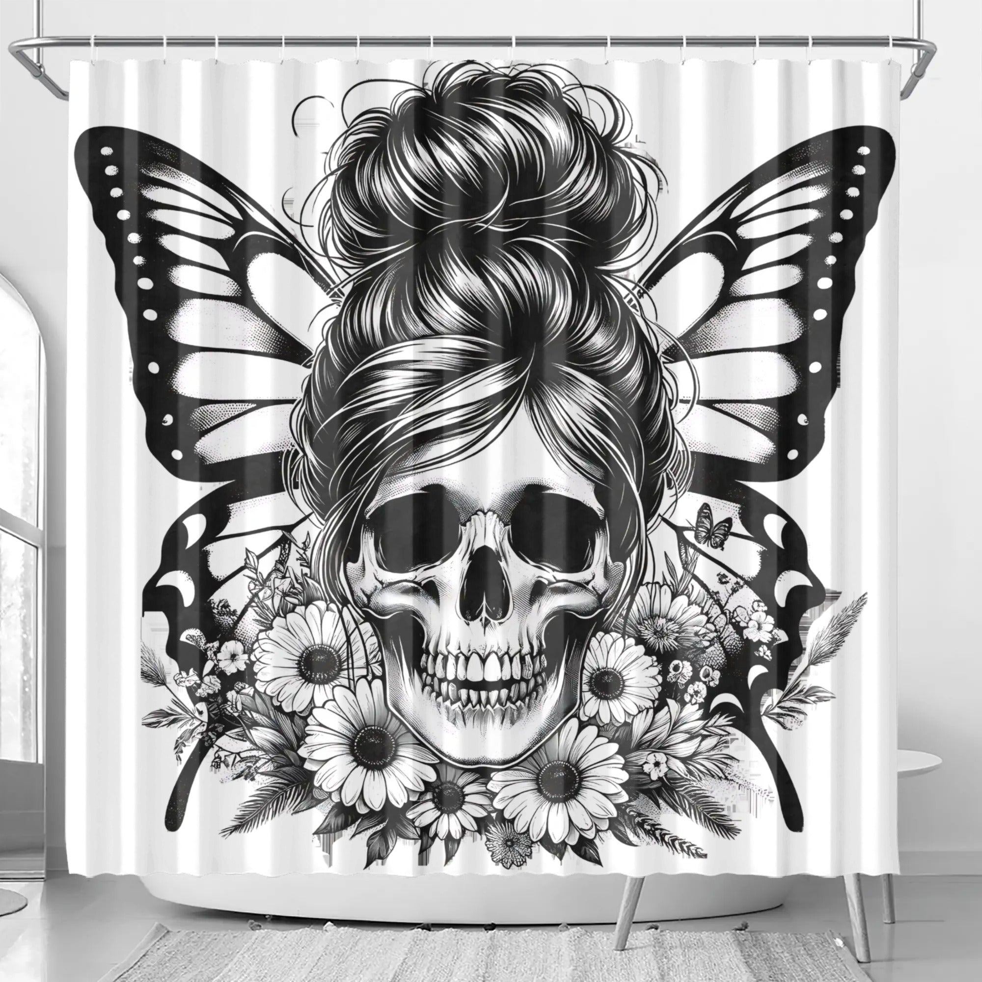 Butterfly Skull Shower Curtain