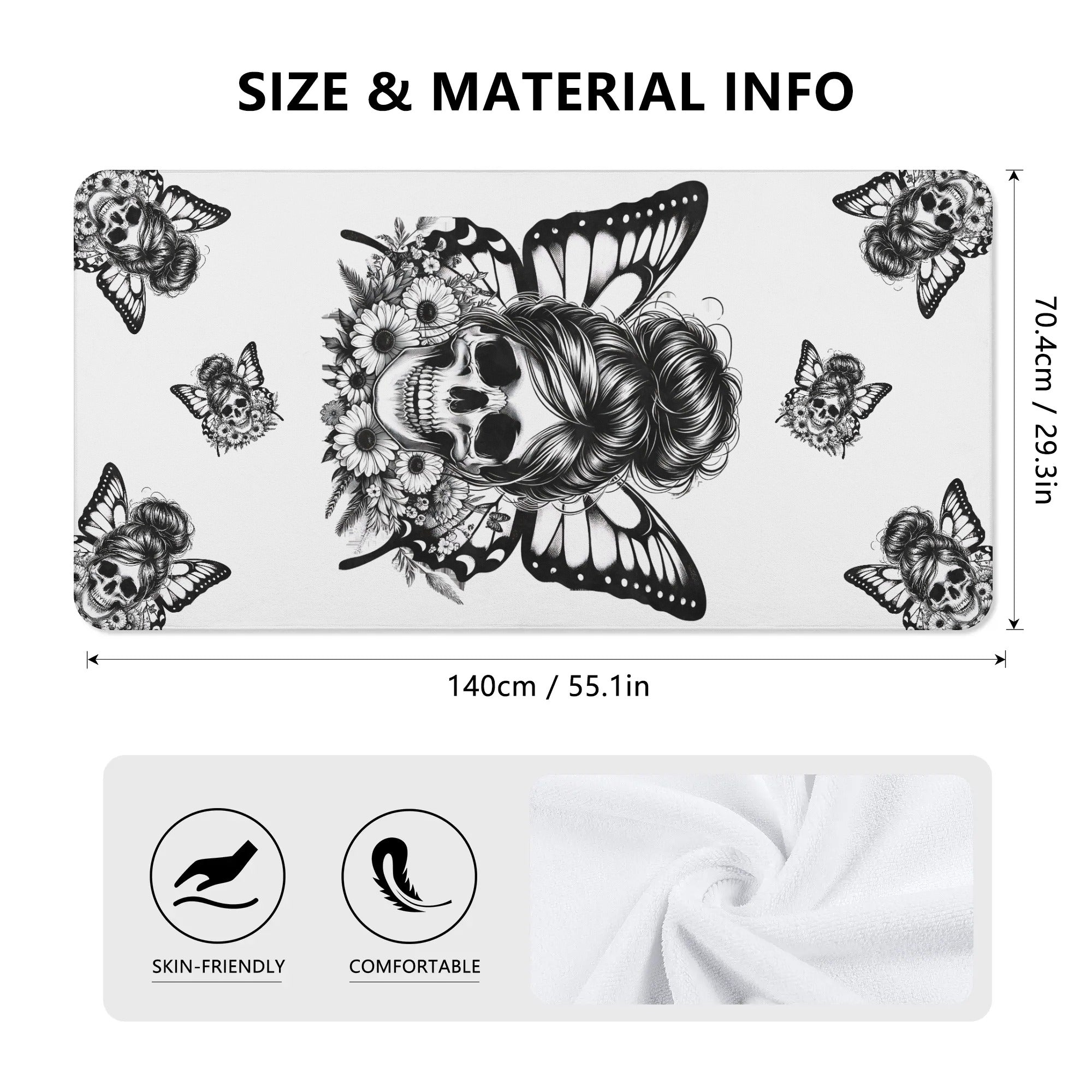 Butterfly Skull Bath Towel