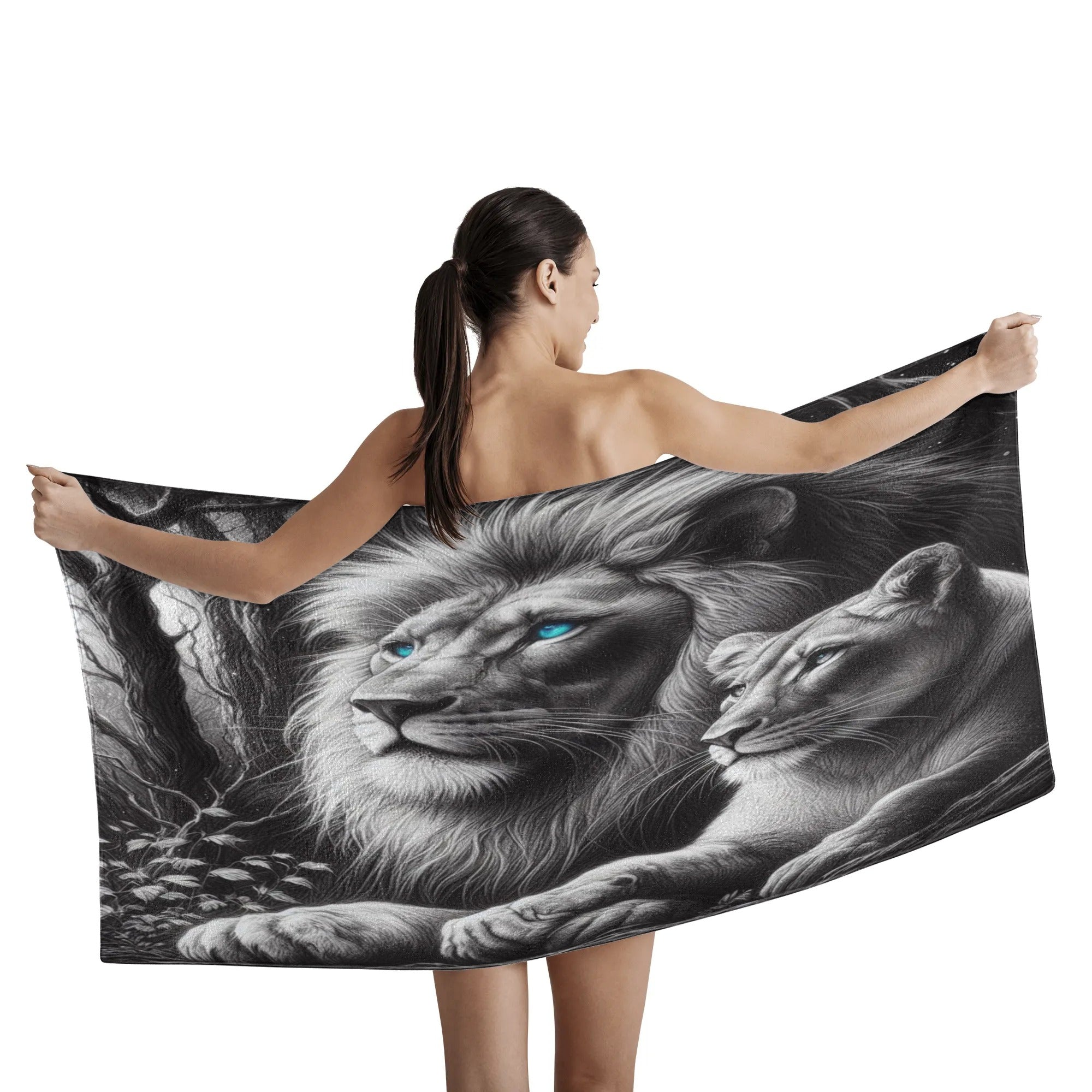 >Lion Lioness Bath Towel