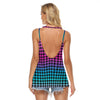 Pink And Blue Women's Backless Halter Top