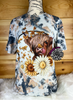 Highland cow Cowhide Sunflower T-Shirt